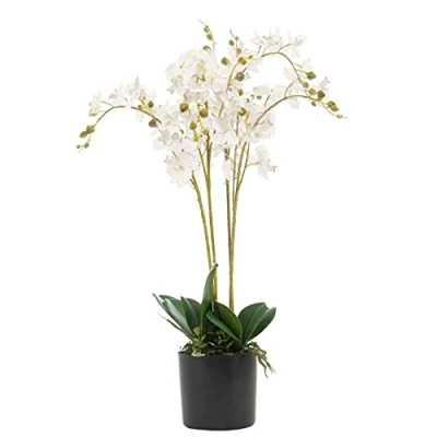 Image of Leaf Design UK Realistic Artificial Orchid Flower Display in Pot,60cm