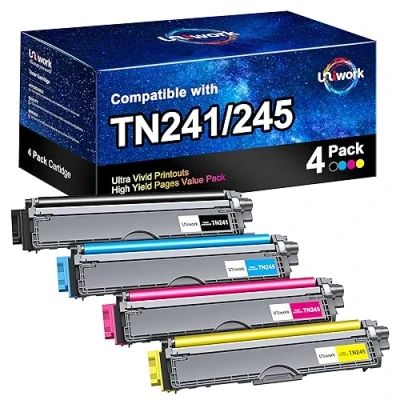 Image of Uniwork Compatible Toner Cartridges for Brother TN 241/245 DCP 9020CDW 9015CDW HL 3140CW 3150CDW 3170CDW MFC 9330CDW 9140CDN 9340CDW 9130CW (Package may vary)