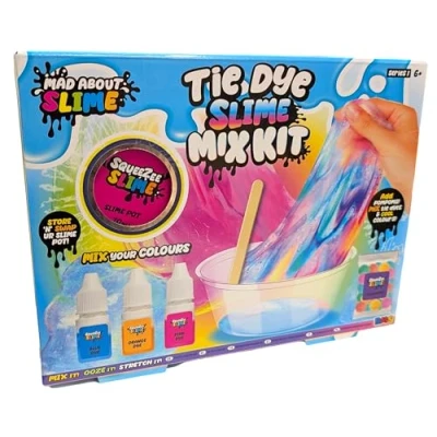 Image of Quickdraw Tie Dye Slime Mix Kit for Kids Create Your Own with Vibrant Colours, Clear Base, Pompoms &amp; Dyes Fun Sensory DIY Activity Boys Girls Aged 6+