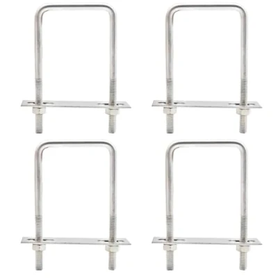 Image of Hocansen 4 Set Square U Bolts M6 Brackets with Nuts, Washer and Frame Plate 50x120mm Stainless Steel Fastener for Car Industrial Applications (US/M6 50x120mm)