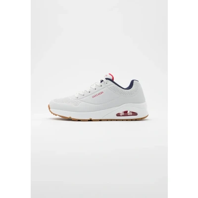 Image of Skechers Men&#039;s Uno Stand on Air Sneaker, White Durabuck Navy Red Trim, 6 UK