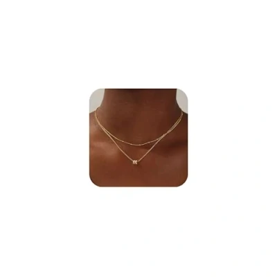 Image of TINGN Gold Initial Necklaces for Women, Dainty 14K Plated Layered M Pendant Choker Necklace Tiny Women Girls Jewelry
