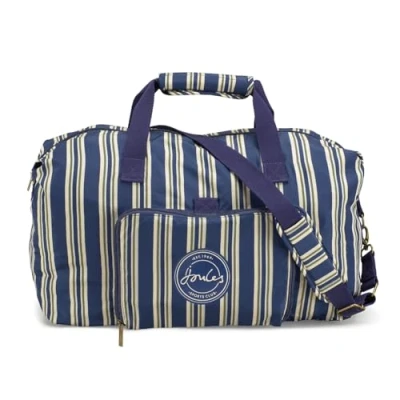 Image of Joules Softside Foldable Packaway Duffle Bag for Travel or Overnight, Portable, Carry On, One Size, Striped Blue