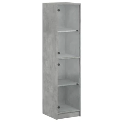 Image of vidaXL Highboard with Glass Doors Concrete Grey 35x37x142 cm