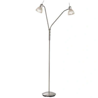 Image of Daytona Multi Arm Floor Lamp Nickel Matt White Alabaster Optic Glass Shade 2x E14 3000K