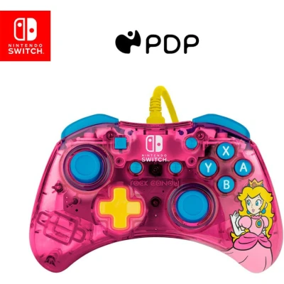 Image of PDP Rock Candy Wired Gaming Switch Pro Controller Official License Nintendo OLED / Lite Compatible Compact, Durable Travel Peach