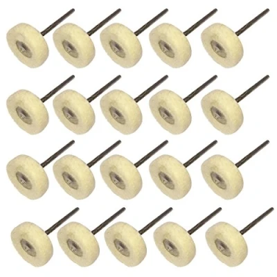 Image of NIUPIKA Mounted Wool Felt Polishing Buff Buffer Polish Wheel with Mandrel for Rotary Tools 2.35mm Shank Pack of 20