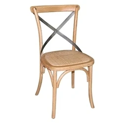 Image of Bolero Natural Bentwood Chairs with Metal Cross Backrest (2 pack)