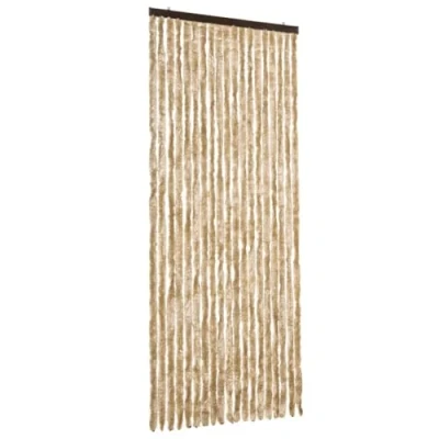 Image of vidaXL Insect Curtain 56x200 cm Chenille Beige Removable Flies and Mosquitoes Protection for Door Easy Cleaning Waterproof Noiseless Lightweight Adjustable length width