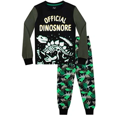 Image of Harry Bear Boys Dinosaur Pyjamas Snuggle Fit Black Age 7 to 8 Years