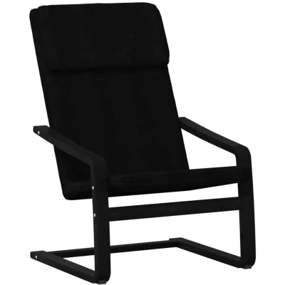 Image of vidaXL Relaxing Chair Black Fabric with Birch Wood Frame, Sturdy Comfortable Lounge for Living Room, Office or Dining Area