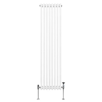 Image of Traditional 3 Column Radiator 1800mm x 382mm Modern Central Heating Heater Gloss White Carbon Steel Vertical Wall Mounted Kitchen Living Room Bathroom Cleaning Brush Fixing Kit &amp; Brackets