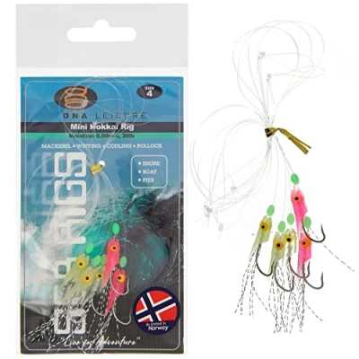 Image of DNA 10x Sea Fishing Feathers Lure Mini Hokkai Rig Mackerel Cod Pollock Pier Boat Shore Size: 4 Hook