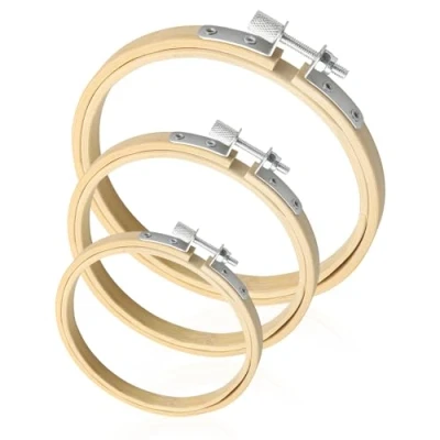 Image of Luckious 3 Pcs Round Embroidery Hoops Bamboo Circle Cross Stitch Hoop Rings for Handmade Art Craft Supplies