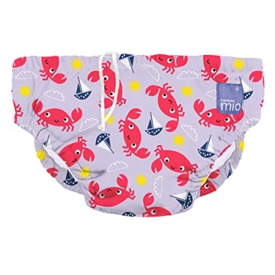 Image of Bambino Mio, Reusable Swim Nappy Pants for Babies and Toddlers, Boys Girls, Crab Cove, L (1 2 Years)
