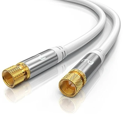 Image of 2m HDTV Satellite Cable 135dB 75 Ohm Premium Coaxial SAT Connector F Pin to For UHV RF DVB T and T2 Radio FM DAB