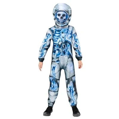 Image of Amscan 9915145 Child Skeleton Astronaut Fancy Dress Halloween Costume Boys Girls Kids Zombie (10 12 Years)