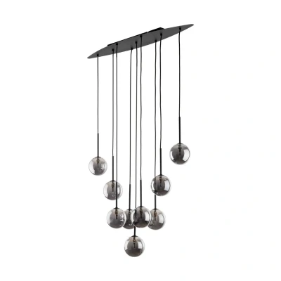 Image of Estera Cluster Pendant Ceiling Light Black, Graphite Glass 9xG9