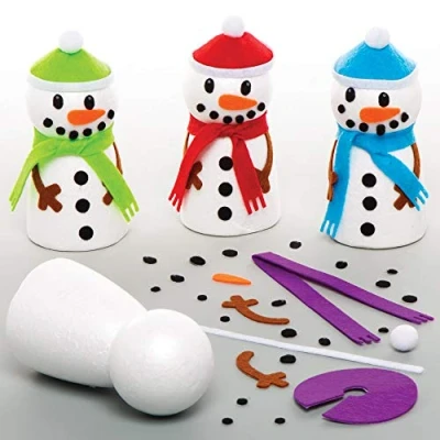 Image of Baker Ross AT190 Build a Snowman Kits Pack of 4, Christmas Arts and Crafts, Single, Assorted,13.5 cm