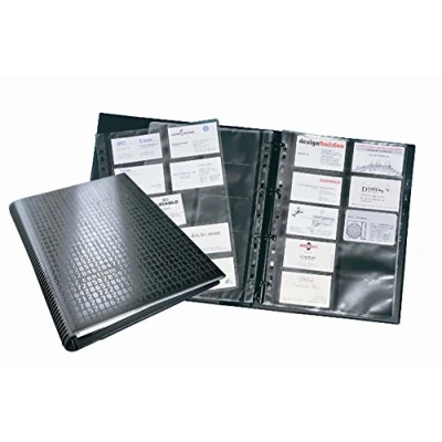 Image of Durable VISIFIX Centium A4 Business Card Album in Black Ring Binder Folder for Cards or Collectable Holds Up To 400 Format 90 x 57mm