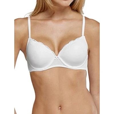 Image of Schiesser Women&#039;s Underwired Bra with Cup and Lace Pure Cotton