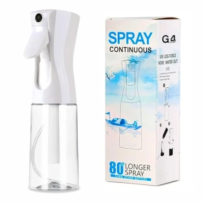 Image of G4GADGET Hair Spray Bottle, 5oz/150ml Transparent Continuous Mister Fine Mist Empty Water Bottle for Styling, Plants, Pets, Cleaning, and More