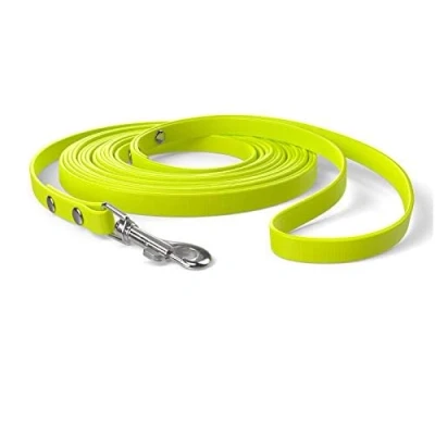 Image of 15m drag lead, dog hand loop, neon yellow, extra narrow, dirt and water repellent