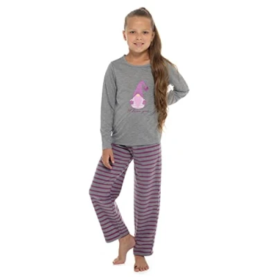 Image of undercover lingerie Kids Jersey &amp; Fleece Pyjamas LN048 Grey Stripe 9 10 Years