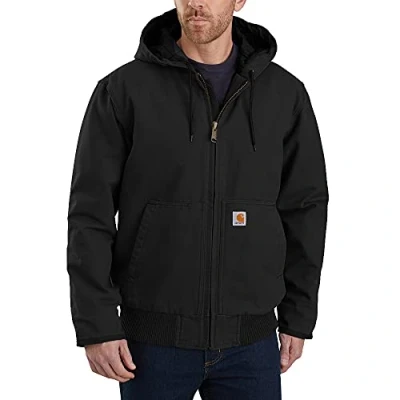 Image of Carhartt Men&#039;s Loose Fit Washed Duck Insulated Active Jac, Black, M
