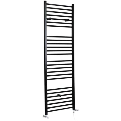 Image of Milano Nero Black Dual Fuel Straight Heated Towel Rail 1800mm x 500mm