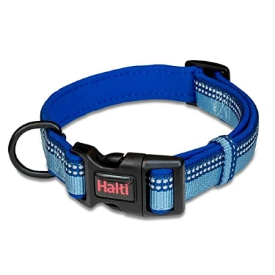 Image of HALTI Collar, Size X Small, Blue, Best Comfy Dog Premium Puppy Nylon, Neoprene Padded, Reflective, Easy to Fit &amp; Use, For Medium Large Dogs