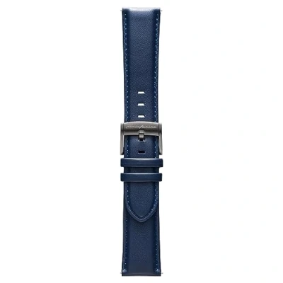 Image of pininfarina Watch Strap Genuine Italian Leather 22mm Band for Senso Hybrid Smart with Steel Buckle &amp; Quick Release 125mm Long End 75mm Short Length Dark Blue Light Grey