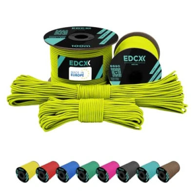 Image of EdcX 2 mm Nylon Paracord 275 (15, 30, 50 and 100 m) 100% rope, 3 Strand cord, cord in Many Colours (Sofit Yellow,