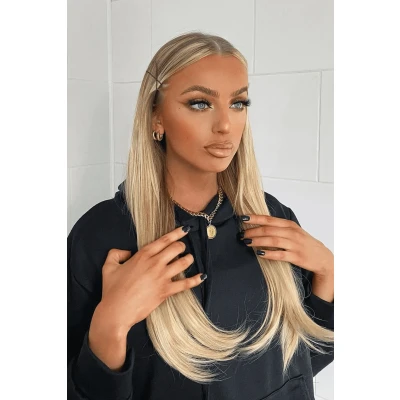 Image of Lullabellz Thick Straight Clip In Hair Extensions 18 Inch Golden Blonde