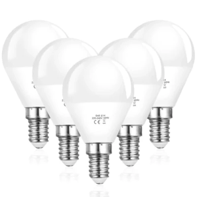 Image of Vicloon E14 Screw LED Bulb,5 Pcs 6W G45 Golf Ball Bulb,40W Incandescent Bulb Equivalent,50W Halogen Equivalent,Warm White 6500K,600 Lumen,Energy Saving Bulbs for Lamp,No Dimmable