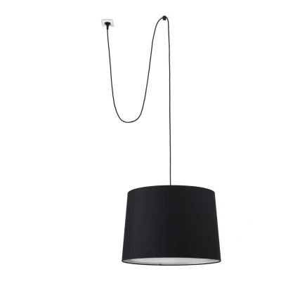 Image of Conga Black Cylindrical Pendant Lamp With Plug