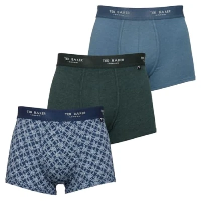 Image of Ted Baker Mens 3 Pack Boxer Briefs Scarab/Real Teal/Rope Chain Navy M