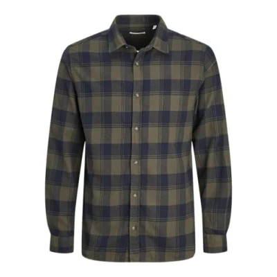 Image of JACK&amp;JONES PLUS Men&#039;s Jjjoshua Fall Buffalo Shirt Ls Pls Casual, Forest Night, 4XL