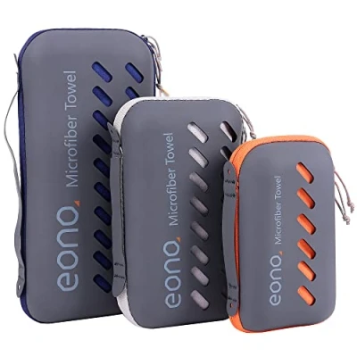 Image of Eono Microfibre Towel, Perfect Sports, Travel, Beach Fast Drying Super Absorbent Ultra Compact. Great for Camping, Gym, Beach, Swimming, Backpacking