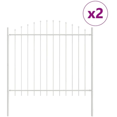 Image of White Garden Fence with Hoop Top, 3.4m x 1.25m Made of Steel Vidaxl
