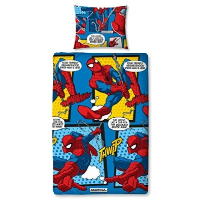 Image of New Spiderman WEBHEAD Single Reversible Designs Duvet Cover &amp; Pillowcase Set
