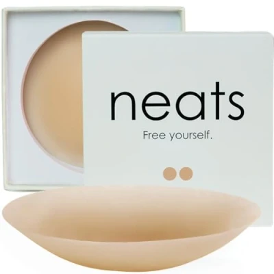 Image of NEATS Nipple Covers for Women, Reusable &amp; Hypoallergenic Silicone Pasties, Adhesive Breast Petals (Caramel, 8cm)
