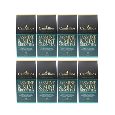 Image of Jasmine and Mint Green Tea, Pyramid Tea Bags, Camellios (120 8 Pack)