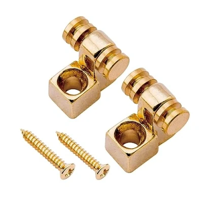 Image of Musiclily Pro Metal Roller String Trees Retainers Guides for Strat/Tele Style Electric Guitar, Gold (Set of 2)