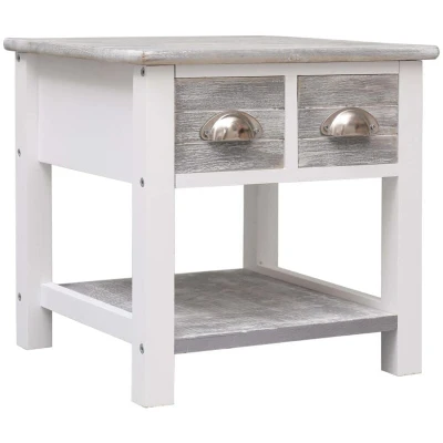 Image of vidaXL Side Table Grey 40x40x40 cm Paulownia Wood