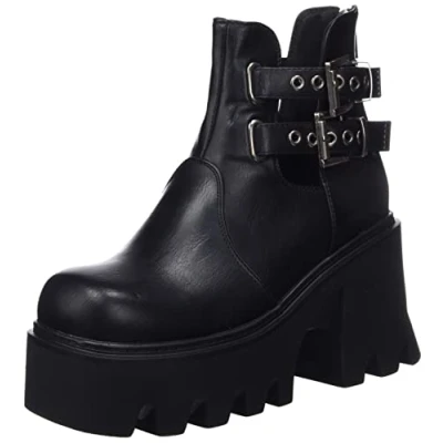Image of LAMODA Women&#039;s Humble Beginnings Ankle boot, Black PU, 7.5 UK