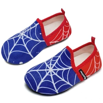 Image of Slippers Kids Boys Slipper Winter Warm Furry Socks with Non Slip Sole for Indoor（Cobweb 24/25）