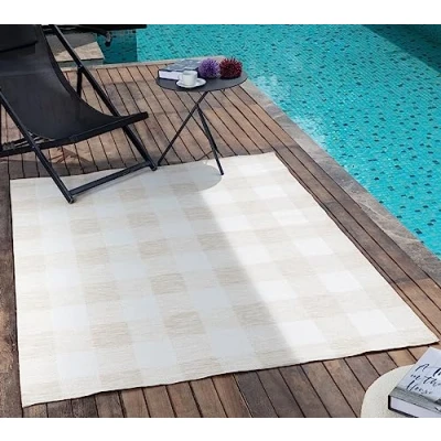Image of Livabliss RomeIndoor Outdoor Rug Large Boho for Living Room 160x213cm, Dining, Kitchen Vintage Patterned Neutral &amp; Coloured Rugs, Waterproof, Stain Durable, Beige and Ivory