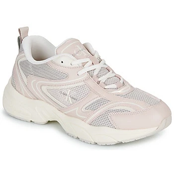 Image of Calvin Klein Jeans Retro Tennis Trainers, Women&#039;s, Size: 5, Eggshell/whisper pink/creamy white Imitation leather/ textile