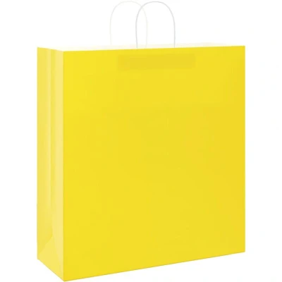 Image of vidaXL Paper Bags 50 pcs with Handles Yellow 45x17x48 cm